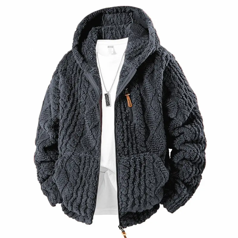 Men's Pullover Jacket, Thick Fleece-Lined and Hooded, Warm Windproof Outerwear, a Casual Fashion Top for Autumn Winter Menswear and Male Clothing, M