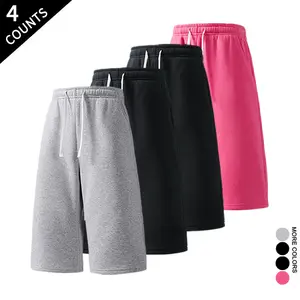 Men's 4-Pack Oversized Wide Leg Sweat Shorts Elastic Waist Streetwear Shorts outdoorfun