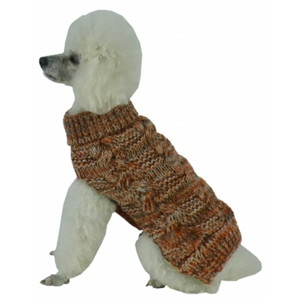 212 MAIN Royal Bark Cotton-Acrylic Heavy Cable-Knitted Pull-Over Designer Dog Sweater - Small Size, Ultra Cozy, Keeps Warm, with Leash Holder