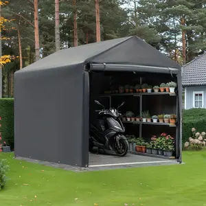 5'x7.2' Heavy-Duty Portable Storage Shed & Carport Canopy, All-Weather Shelter for Bike, Motorcycle, Garden Storage