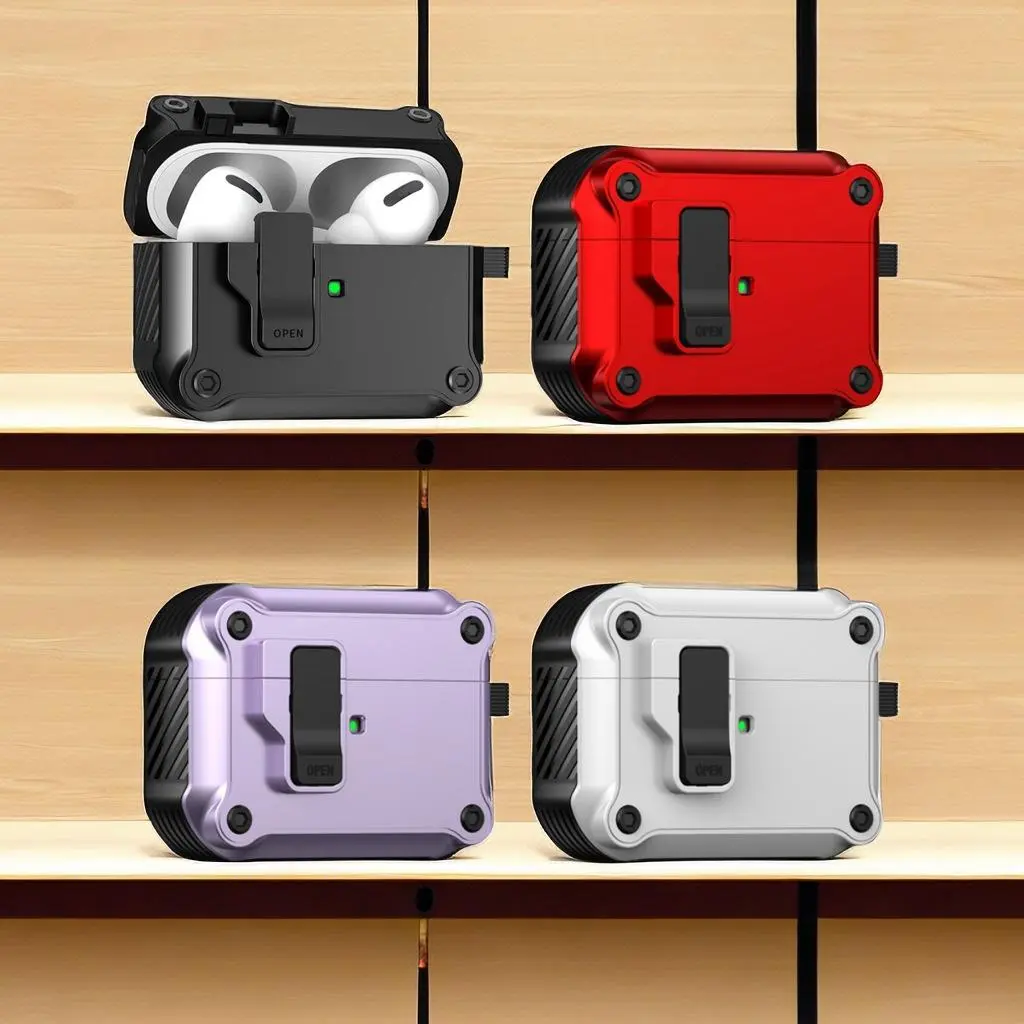 Military-Grade AirPods Case with Matte Finish That Feels Smooth in Hand, Compatible with AirPods 1/2/3/4 & Pro 1/2/3, Shockproof Hard Shell Cover with Secure Lock, Full Body Drop Protection, LED Visible Pop-Up Lid, USB-C & Lightning Support, Matte Finish,