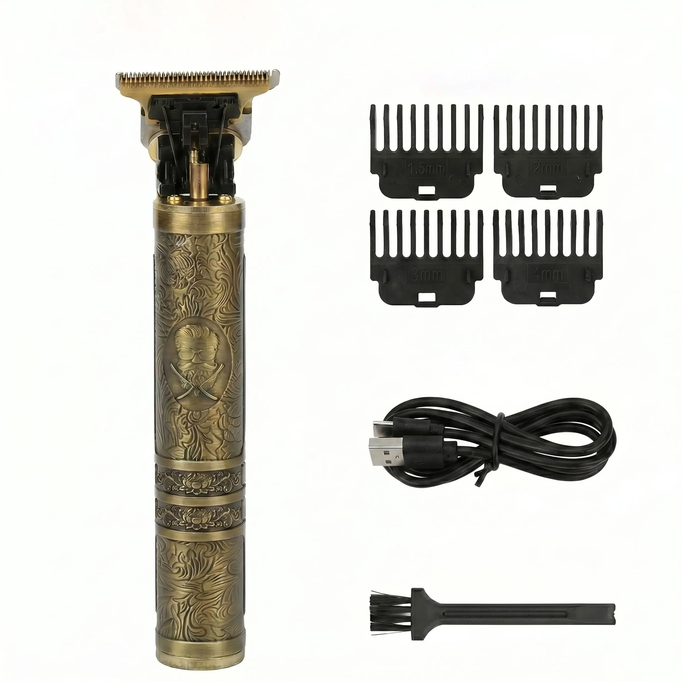 T9 Vintage Style Hair Trimmer for Men – Cordless Professional Hair Clipper, Zero Gapped Beard Trimmer, Rechargeable Shaver for Barber Use, Bald Head & Hairline Edge Detail