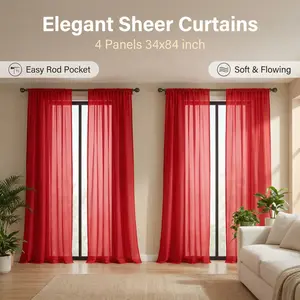 Window Wear 4 Panels 34X84Inch Premium Glowing Voile Sheer oft Pink For Home Decor Elegant Stylish Easy Install Enhance Ambiance Ft2536 Interior Decoration Accessories Home Textile curtains curtains for bedroom cortinas para salas curtains for living room