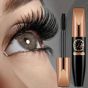 Large Eye Thickened Eyelash Mascara - Waterproof, Longlasting 8D Fiber Lash Enhancer, Curling and Lengthening Formula with Fluffy Brush Head, All-Day Smudge Protection, Black Mascara, Anti-Ball Shadow, No Crumb Application