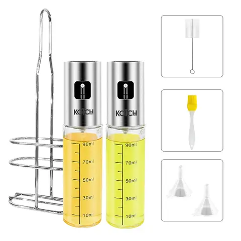 KOTCH BY TGB 2pc Oil Spray Bottle With Rack, Cleaning Brush, Oil Brush & Funnel