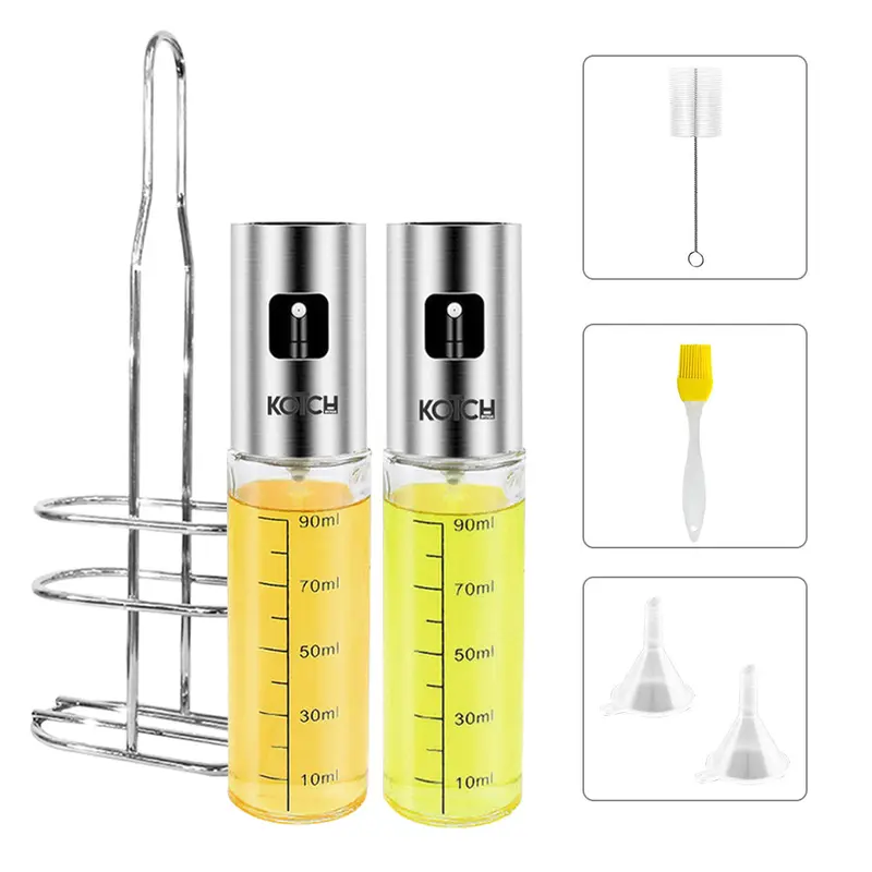 KOTCH BY TGB 2pc Oil Spray Bottle With Rack, Cleaning Brush, Oil Brush & Funnel
