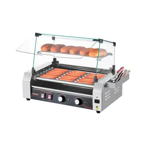 VEVOR Electric 18 Hot Dog 7 Roller Commercial Grill Cooker Machine Cover 1050W