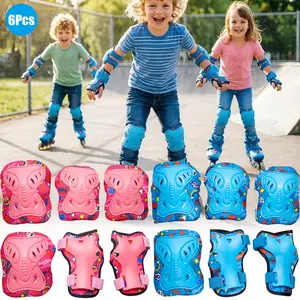 6Pcs 3-12 Years Kids Roller Skating Set Knee Elbow Pads Guards Sports Protective Gear for Children Roller Skates Cycling BMX Bike Skateboard Inline Scooter Riding