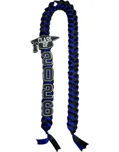 Graduation Lei Varsity font with Student Name Class of 2026 open with tie Lei  26 in length multicolored