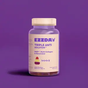 EZZDAY Triple Anti Solution 3-in-1 Anti-Aging Gummy with NAD+ Collagen Antioxidants & Ashwagandha for Anti-Aging Support Healthcare Beauty Fitness