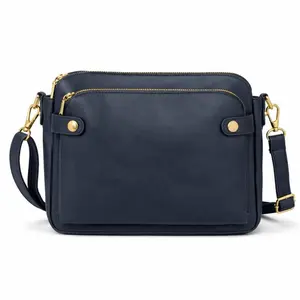Multifunctional Three-Layer Clutch Vegan Leather Crossbody Bag with Adjustable Strap Secure Zipper Closure for Stylish Everyday Use Lightweight Compact Design