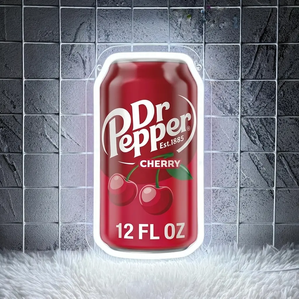 Dr Pepper Neon Sign Dimmable LED USB-Powered Wall Decor for Bars & Game Rooms, High-Quality Acrylic & Silicone, Easy to Hang, Perfect for Christmas & Birthday Gifts