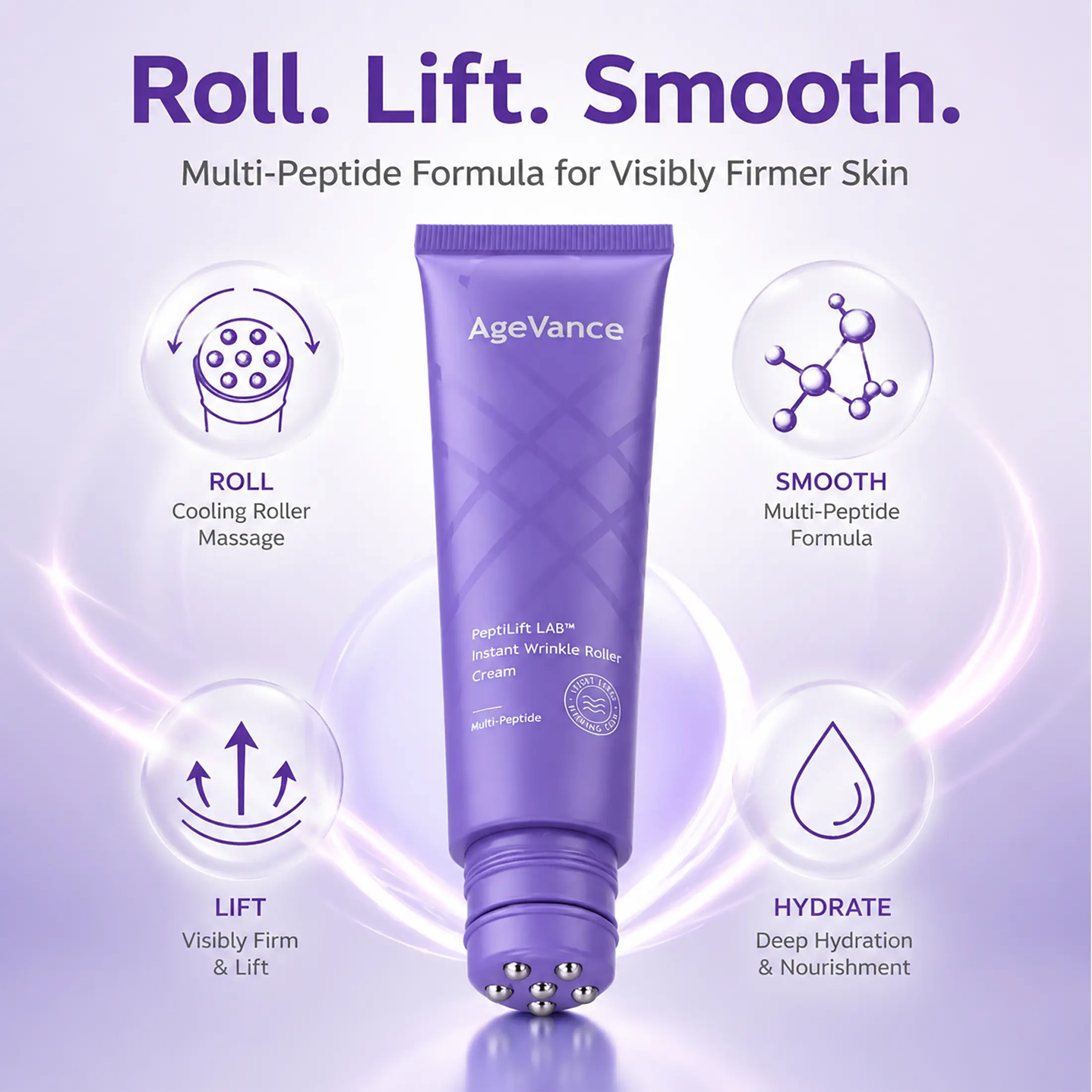 New Arrival AgeVance Neck Wrinkle Massage Cream with Built-in Massager - Daily Lightweight Body Care Moisturizer, Tightens Sculpts Contours, Smooths Fine Lines (Suitable for Jawline, Neck, Décolletage), Hydrating