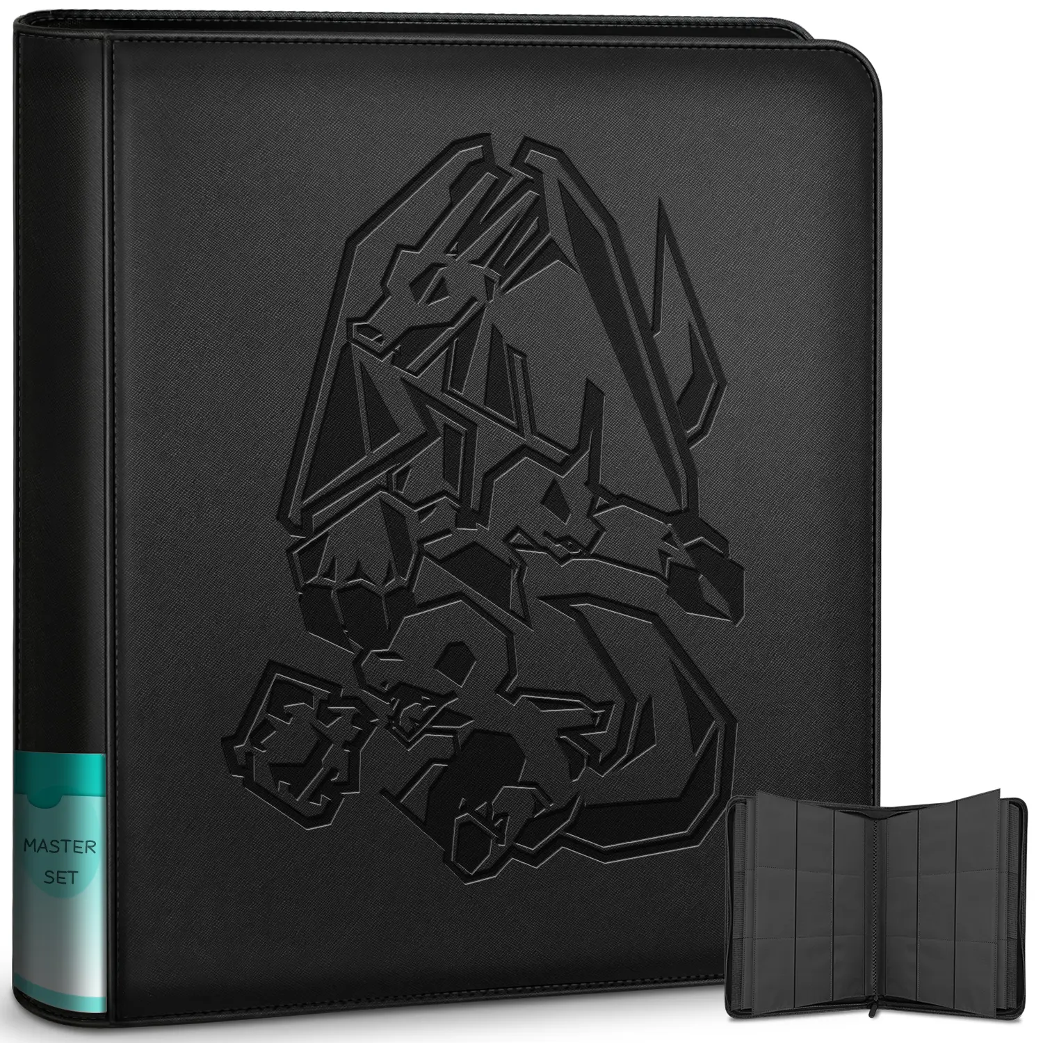 RAVAVER Toploader Binder ,Oversize 9-Pocket Album ,Holds 252 Toploaders with DIY Label Slot and Side-Loading Sleeves for Trading Cards in 3" x 4" Toploader , Fits MTG Sports Cards & More, Premium Quality Embossed Pattern PU Leather