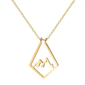 Women's Dainty Stainless Steel Mountain Shape Ring Holder Necklace - Adjustable Gold Chain, Fashionable Accessory, Inspirational Jewelry, Wife Gift, Daily Wear Ring Keeper, Wife Necklace summerwins,summerwins