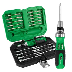 #SpringGlowUp SK 22-in-1 Ratcheting Screwdriver with Nut Drivers, 216-P Multi-bit Screwdriver, Phillips, Slotted, Star, Square Bits Stored in Handle, Organized in Storage Toolbox