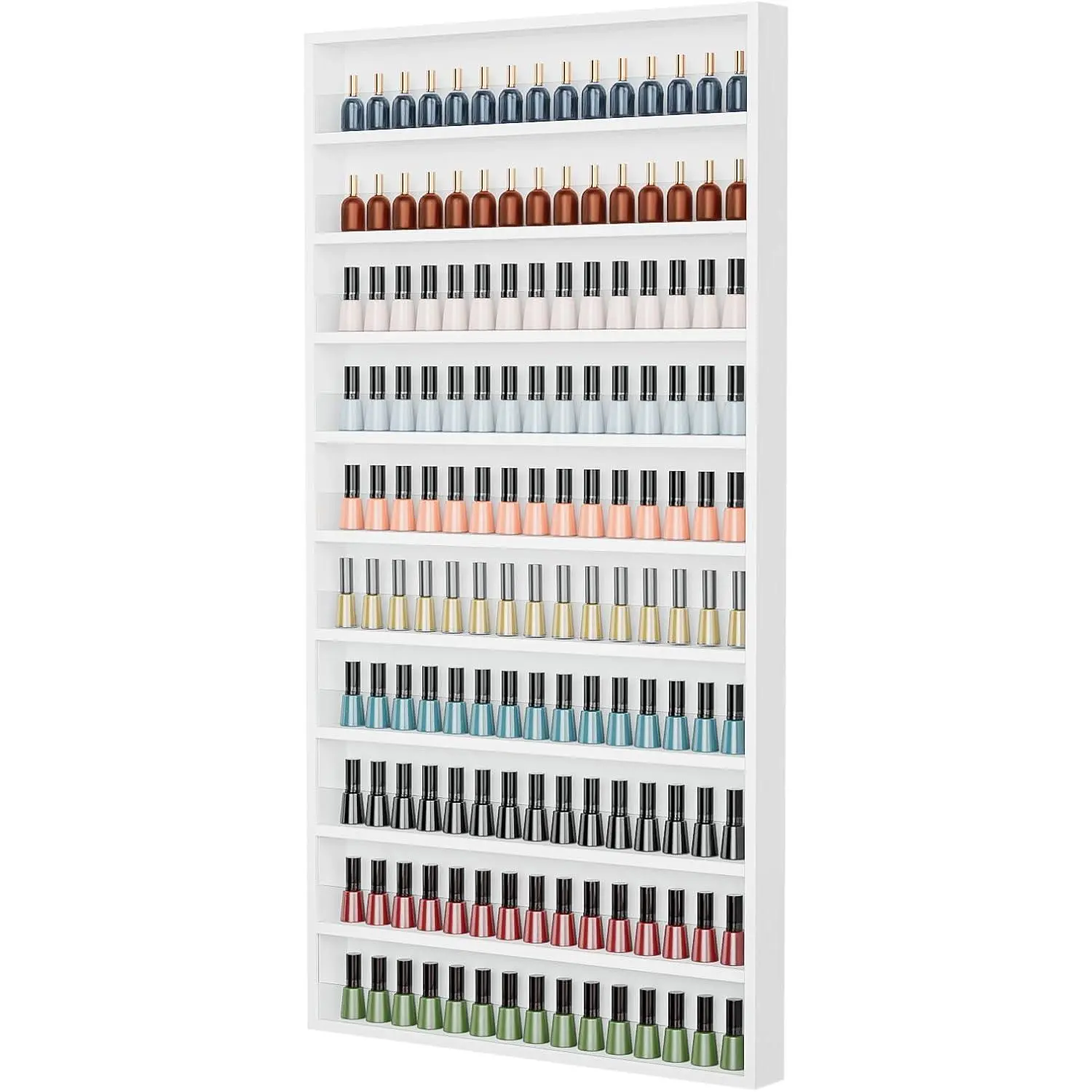 Acrylic 10-Tier Nail Polish Organiser - Wall-Mounted Minimalist Vanity Rack, 22in Cabinet Storage Display Shelves Holder,dorm essentials,home decor