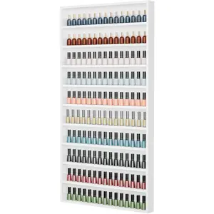 Bonnlo Acrylic 10-Tier Nail Polish Organiser - Wall-Mounted Minimalist Vanity Rack, 22in Cabinet Storage Display Shelves Holder