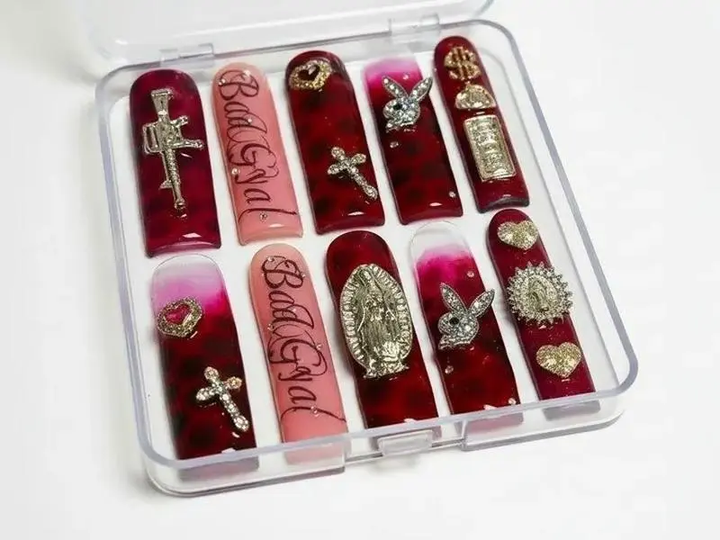 Jelly Pink Tortoiseshell Handmade Reusable Press On Nails