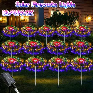 Solar Garden Lights Outdoor Waterproof, Upgrade 12 Pack 720LED Solar Firework Lights, 8 Modes Starburst Fairy Light for Front Yard, Driveway, Bushes, Patio Christmas Decor (Multicolor)