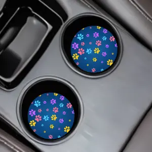Cute Paw Prints Car Coaster Made From Neoprene Material For Women Protects Car Surfaces From Spills And Stains
