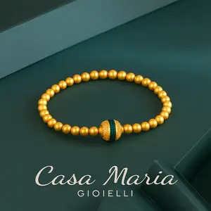 Exclusive Auric Balance - 24K Real Gold 9999 Beaded Bracelet – Casa Maria Gioielli Collection