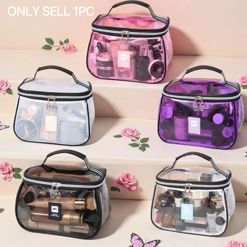 New Portable Luxury Vintage Makeup Bag, High-Value Washable Cosmetic Organizer, Cosmetics Organizer, Waterproof Transparent Large Capacity Travel Storage Bag, Travel Cosmetic Bags, Travel Beauty Bag
