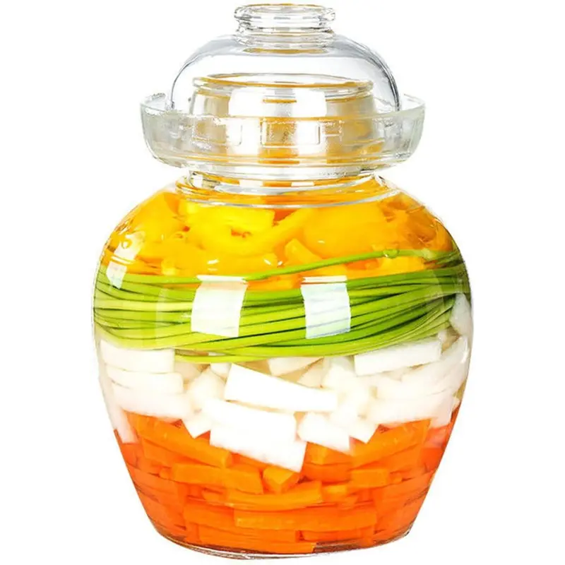 1.5L Glass Jar with Lid Fermentation Jar, Traditional Fermenting Kit Crock with Water Seal Airlock Lid, Pickle Jar for Pickles Kimchi, Sauerkraut,  Brewing Kombucha