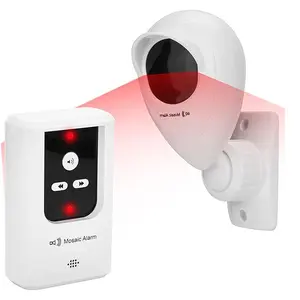 Rainproof Driveway alert, infared Alarm outdoor 1/2 Mile Long Range, Cordless Indoor Motion Detector Siren 2-in-1 Door Chime. 1 Portable Receiver (Rechargeable Battery Operated) & 1 Sensor. Freestanding Sensor Alarm