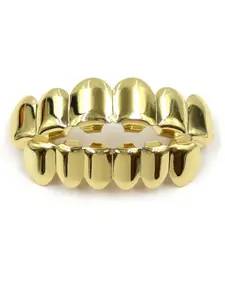 2 Piece Hip Hop Teeth Guards , Electroplated Hip Hop Accessories, Perfect for Music Festivals, Parties, Halloween, Unisex Fashion