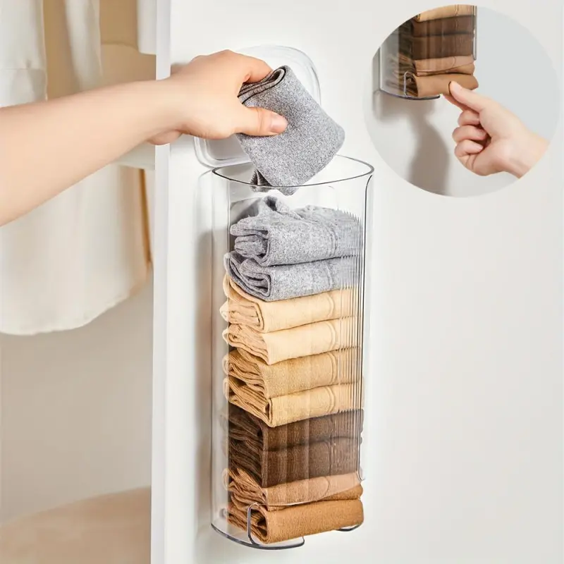 1 Count Wall Mounted Pull-out Storage Box with Cover - Multifunctional Hanging Organizer, Household Storage Bin for Underwear & Socks, Perfect for Bedroom, Kitchen, Wardrobe, Bathroom, Dorm & Home Organizing
