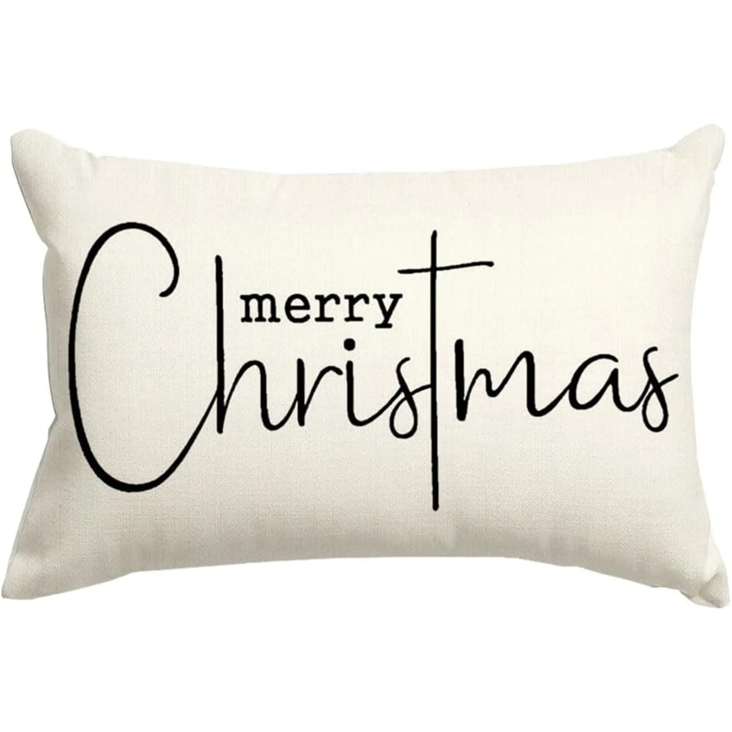 1pc, Christmas Pillow Cover, Merry Christmas Throw Pillow Case, Farmhouse Holiday Decor with Zipper Closure, for Couch, Living Room, Bedroom, Single-sided Printing Without Pillow Core
