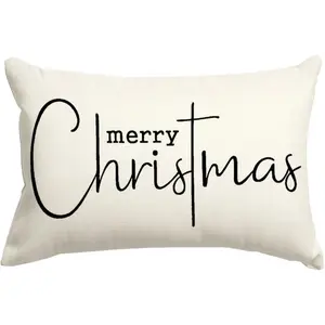 1pc, Christmas Pillow Cover, Merry Christmas Throw Pillow Case, Farmhouse Holiday Decor with Zipper Closure, for Couch, Living Room, Bedroom, Single-sided Printing Without Pillow Core