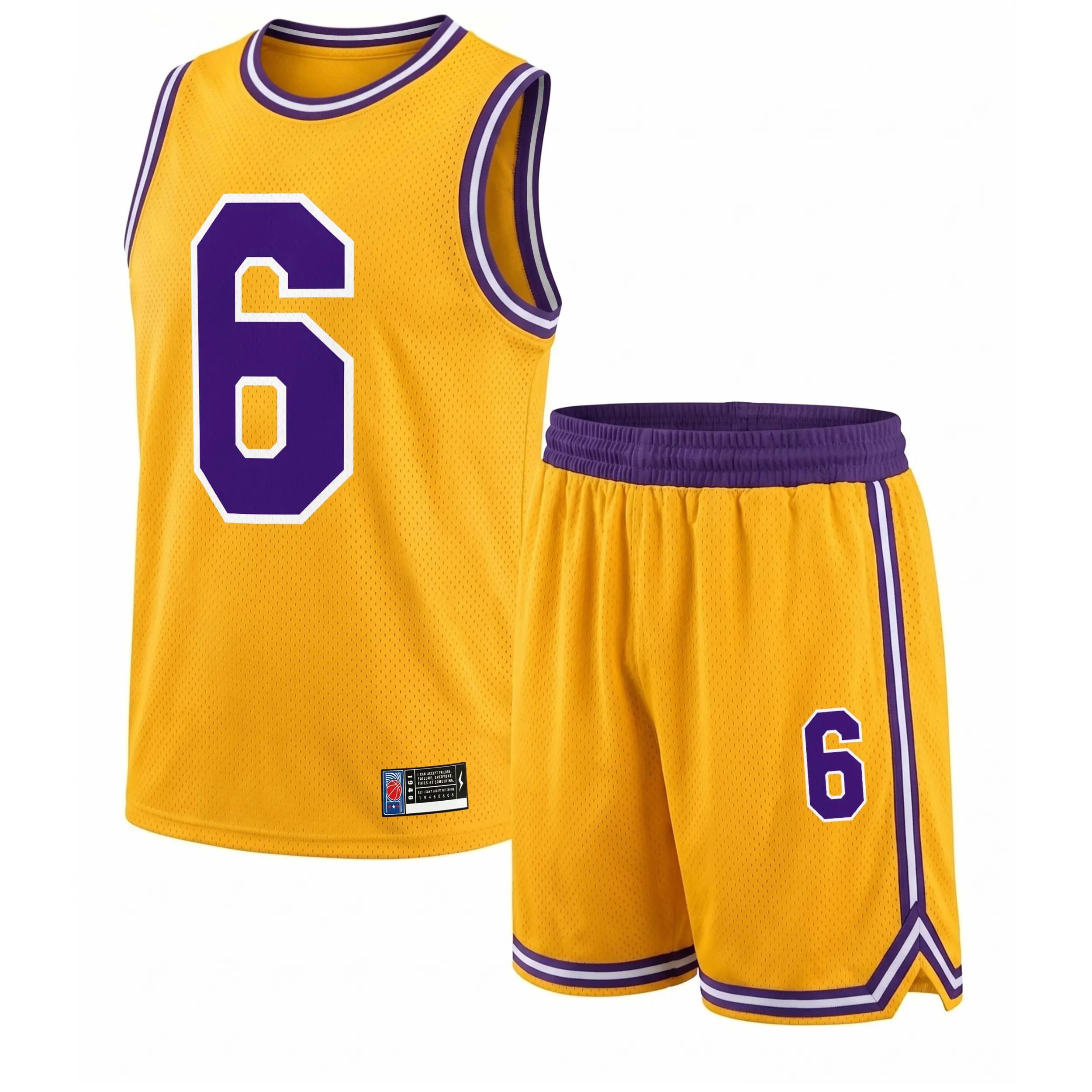 Men’s Sport NO·6 Mesh Basketball Jersey Set, Sleeveless Tank Top and Shorts 2 Piece Outfit, Lightweight Breathable Athletic Sportswear, Casual Summer Training Uniform for Gym, Streetwear, Running, Beach and Daily Wear