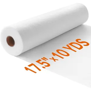 17.5in x 10yd Iron  Fusible Fleece Interfacing, Light Weight White Single-Sided Fabric Batting for DIY Craft Supplies, Quilting, Sewing