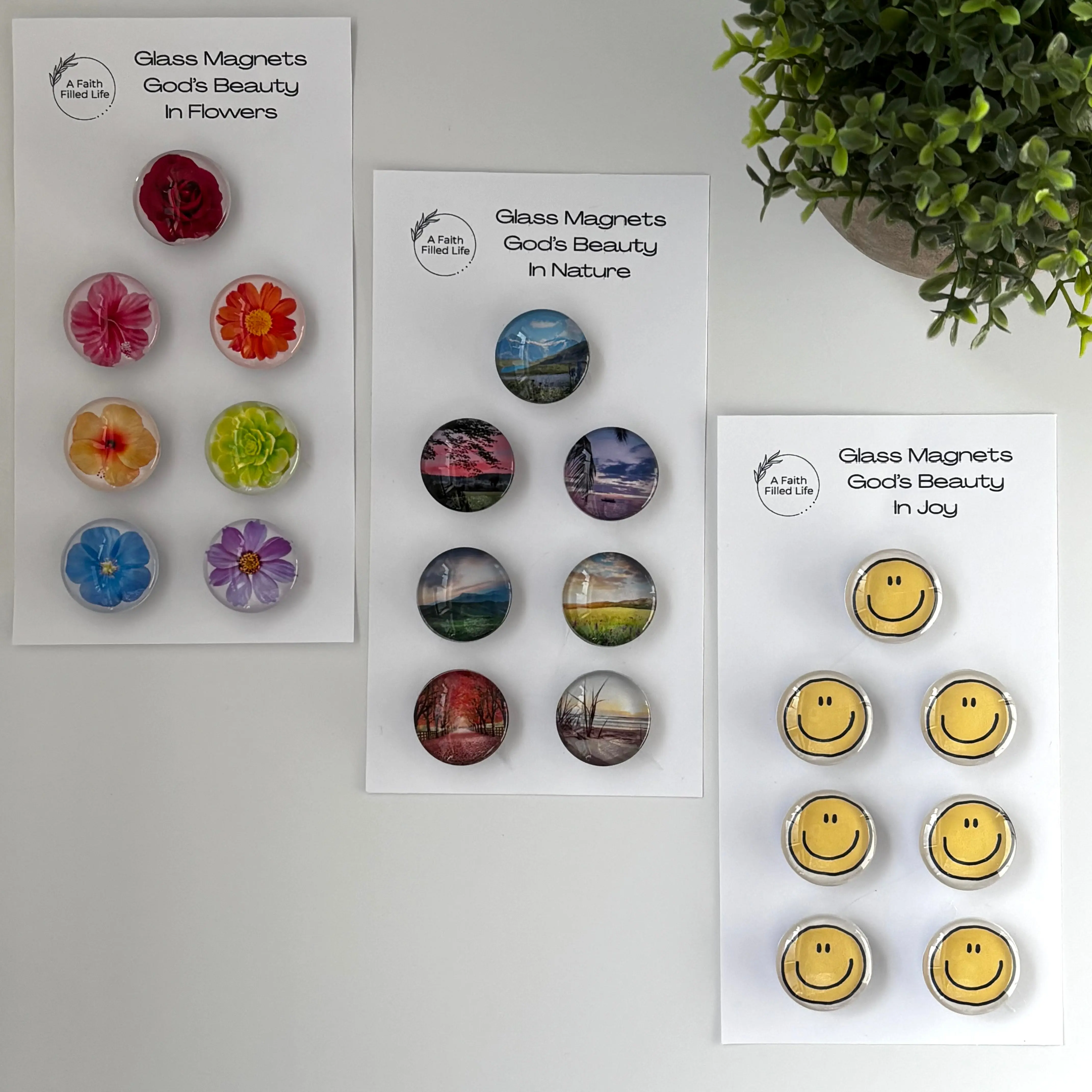 God's Beauty Glass Cabochon Magnets (Set of 7)