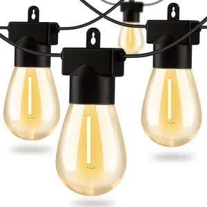 62FT（30 Blubs） LED Outdoor String Lights, Outside Patio Backyard Light with  Shatterproof Edison Bulbs, Heavy-Duty Commercial Grade Weatherproof Strand Decorative Café Porch Bistro Garden Tree