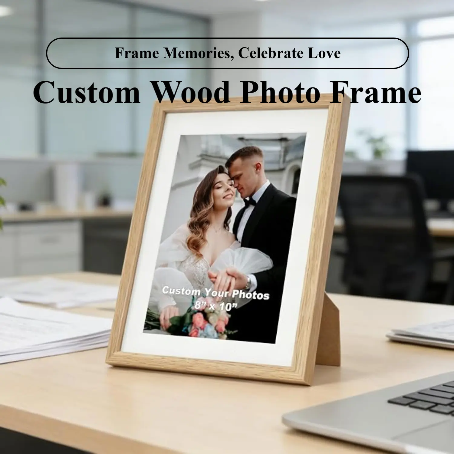 PRINT TOUCAN Premium Wooden Photo Frame (8x10 Display) - Customizable with Your Image, Wood Frame for Family Portraits, Home Decor Gift for Cherished Memories,sohochic