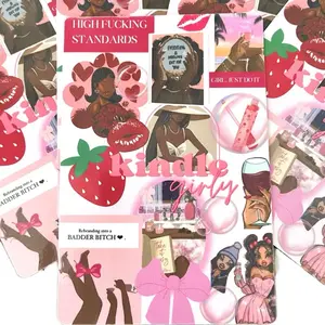 Aesthetic Pink Tablet Cover with High-Standard Motivational Digital Girl Collage Insert - Compatible with Kindle, iPad, Smartphone for Baddies Device Scrapbooking Decor