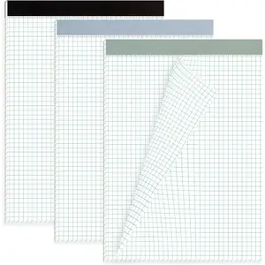 Grid Paper Notebook 8.5 x 11 Inches, 3 Pack graph paper pad, 70Gsm 4x4 Quad Grid Paper, Graph Papers for School, Office, Home, 25 Sheets/Pad