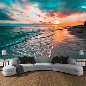 1 piece ocean beach tapestry, polyester tapestry, suitable for living room, bedroom, office wall decoration, Tapestry Wall Mural, home decoration, room decoration, party decoration, with installation package