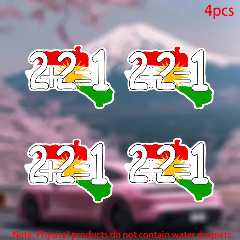 Kurdistan Map Stickers, Sticker for Cars, Durable Vinyl Car Decals for Doors Windows Laptops Furniture Bumpers, 4pcs Set, Easy Peel & Stick Application