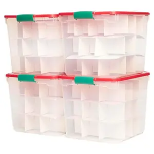 HOMZ Holiday Clear Plastic Storage Container w/ Latching Handles Boxes Organiser