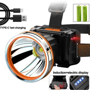 Type-C USB Rechargeable Outdoor Hunting Headlight Multi-purpose Headlamp with Motion Sensor Waterproof Headlamp