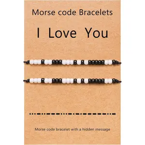 Couples Bracelets I Love You Morse Code Matching Bracelets for Couples Gifts for Him and Her, Long Distance Relationship Gifts for Boyfriend and Girlfriend
