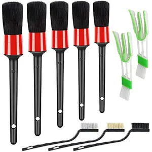 10PCS Car Detailing Brush Kit – Boar Hair, Wire & Vent Brushes for Interior & Exterior Cleaning, Dash, Wheels & Engine Care