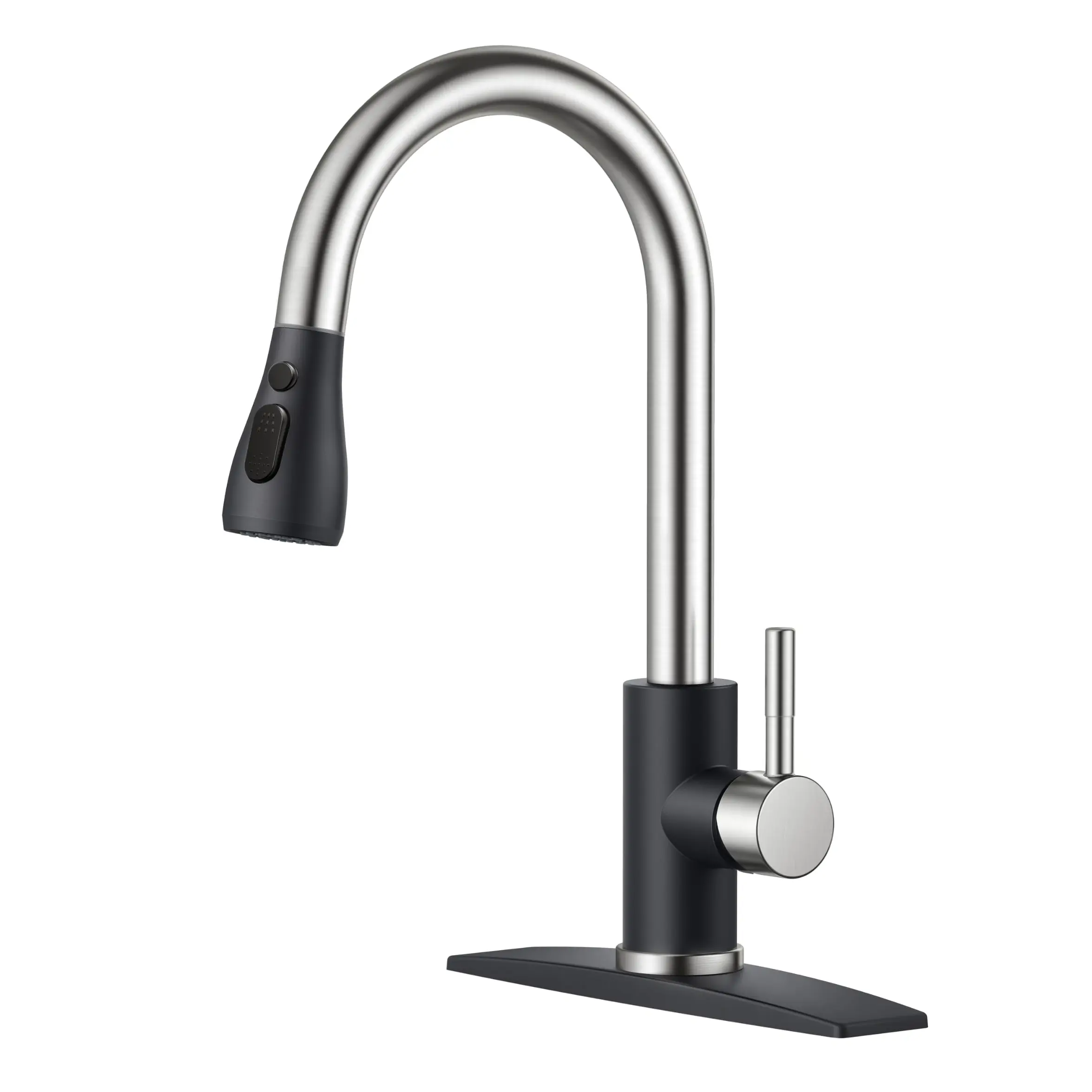 FORIOUS Kitchen Faucet with Pull Down Sprayer High Arc Stainless Steel Silver Kitchen Sink Faucet 2 Modes Single Handle Sink Basin Faucet homedecor