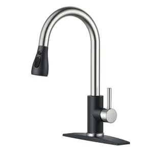 FORIOUS Kitchen Faucet with Pull Down Sprayer High Arc Stainless Steel Silver Kitchen Sink Faucet 2 Modes Single Handle Sink Basin Faucet
