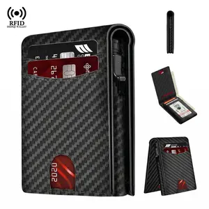 SummerWins Men's Minimalist Wallet - Slim Compact Metal Aluminum Bifold Mens Wallet with ID Window, 8-10 Card Smart Pop-Up Holder, Father's Day Gift