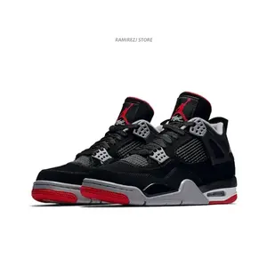 Black Red Mid Top Retro Basketball Sneakers Men Vintage Cushioned Sports Trainers